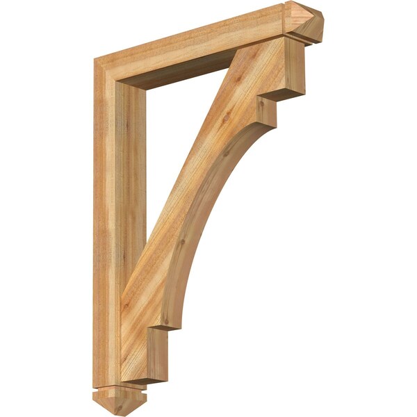 Ekena Millwork Merced Arts and Crafts Rough Sawn Bracket w/ Offset Brace, Western Red Cedar, 6"W x 36"D x 48"H BKT0604X36X48MRC03RWR - main